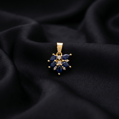 Elegant Sapphire Snowflake Silver Pendant