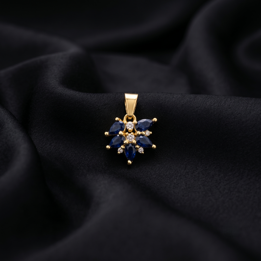 Elegant Sapphire Snowflake Silver Pendant