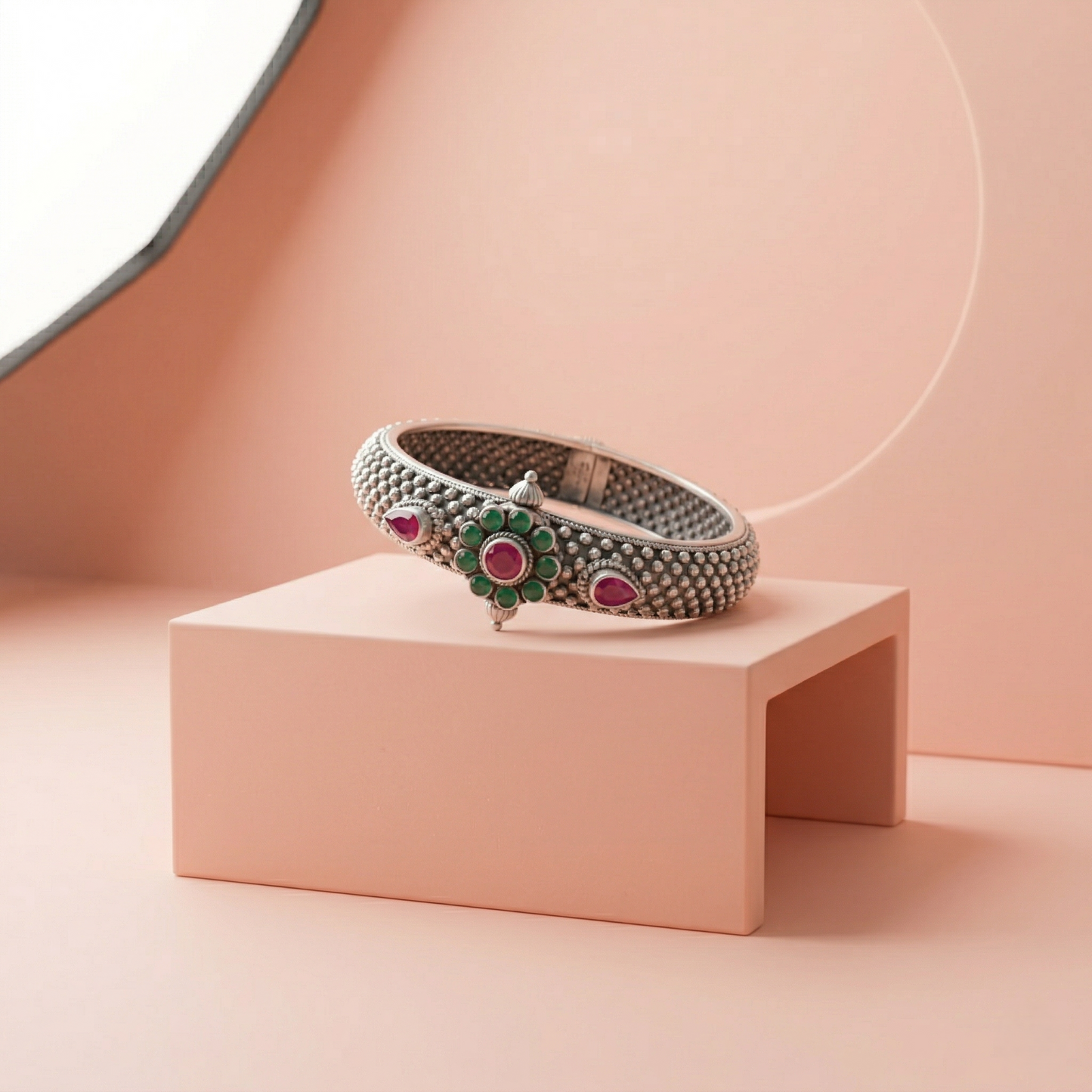 Vintage Floral 92.5 Silver Artisan Kada