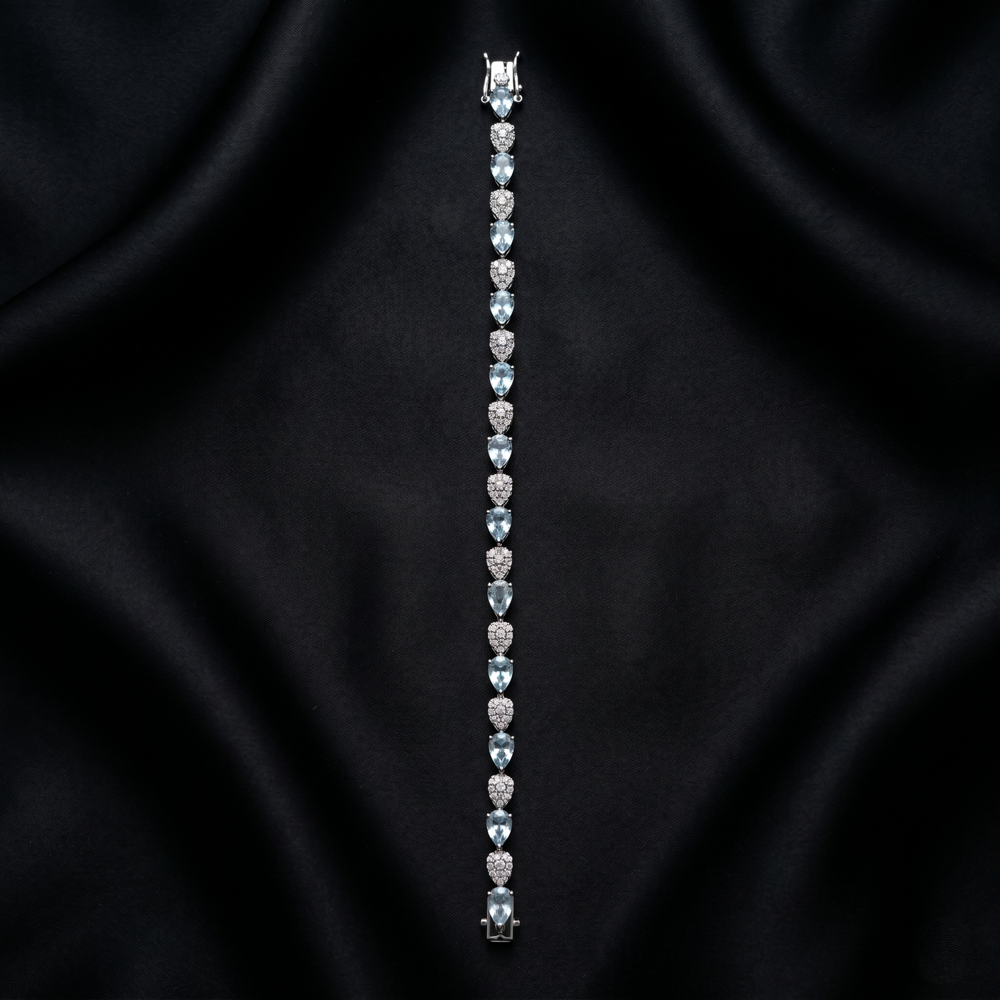 Elegant Pear Cut Aquamarine Silver Bracelet