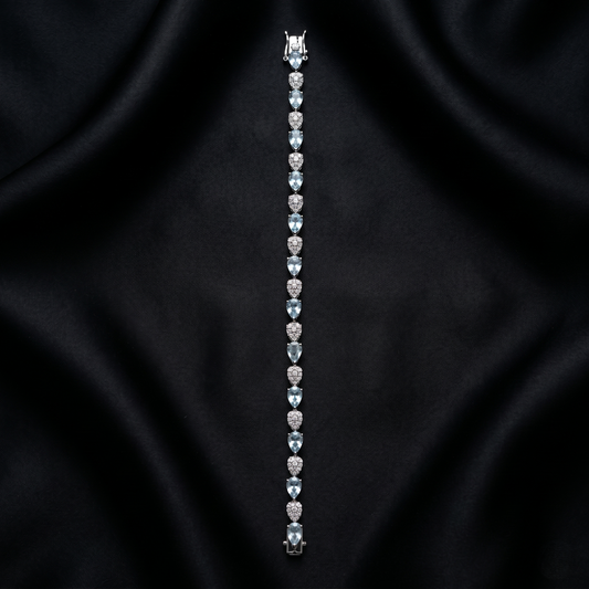 Elegant Pear Cut Aquamarine Silver Bracelet
