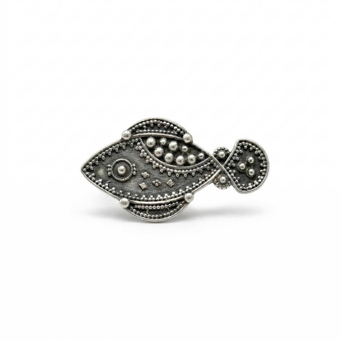 Ornate Silver Fish Statement Cocktail Ring