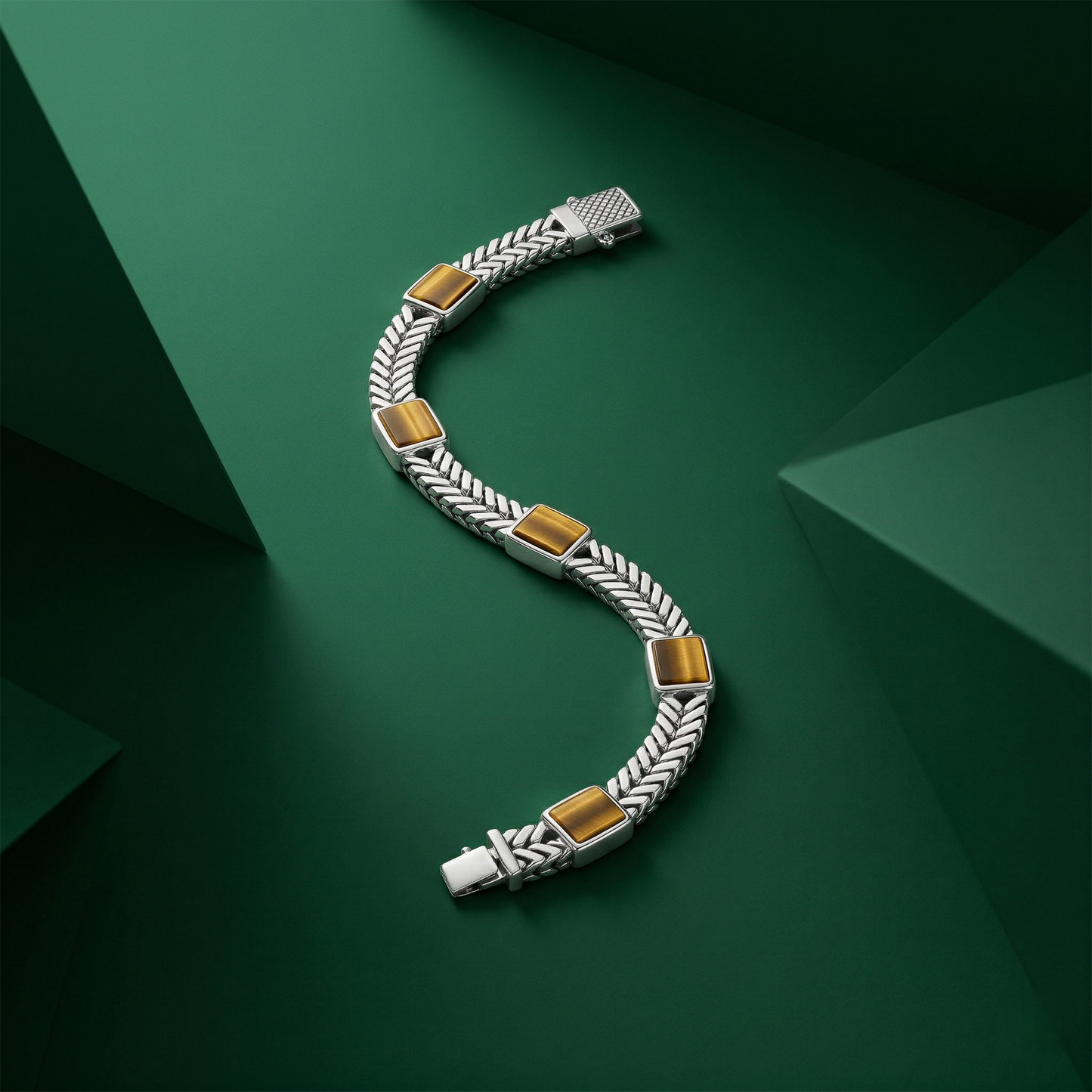 Silver Tiger’s Eye Luxe Linked Bracelet