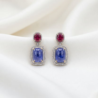 Victorian Royal Blue Sapphire Drop Earrings