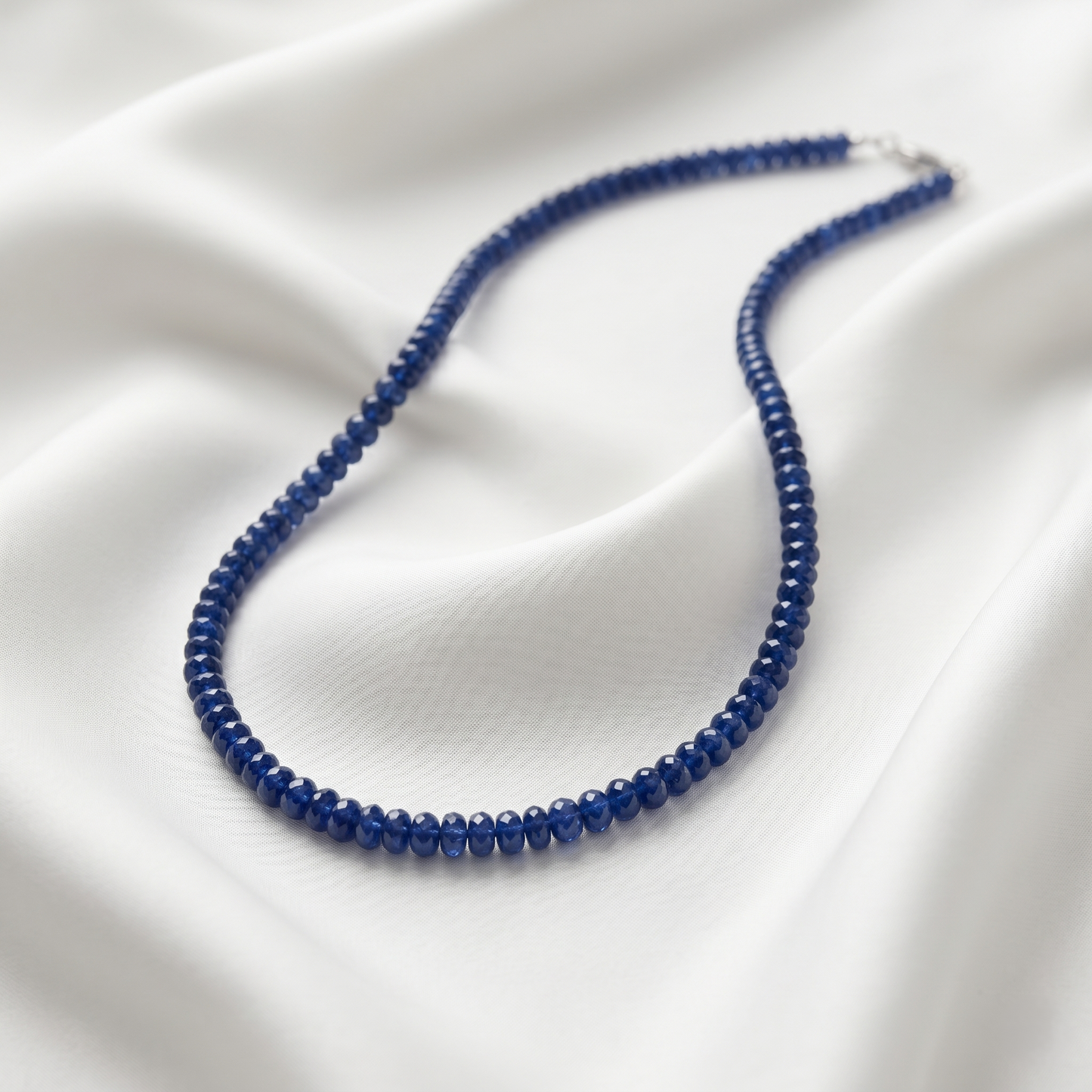 Midnight Azure Sterling Silver Bead Necklace