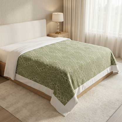 Sage Green Geometric Simplicity Cotton Bedcover