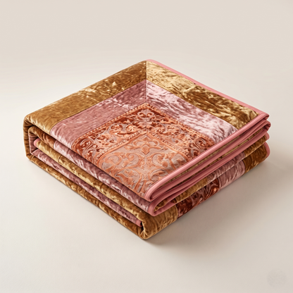 Handcrafted Gold Velvet Luxury Heritage Bedcover