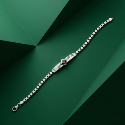Vintage Silver Ruby Diamond Art Deco Bracelet