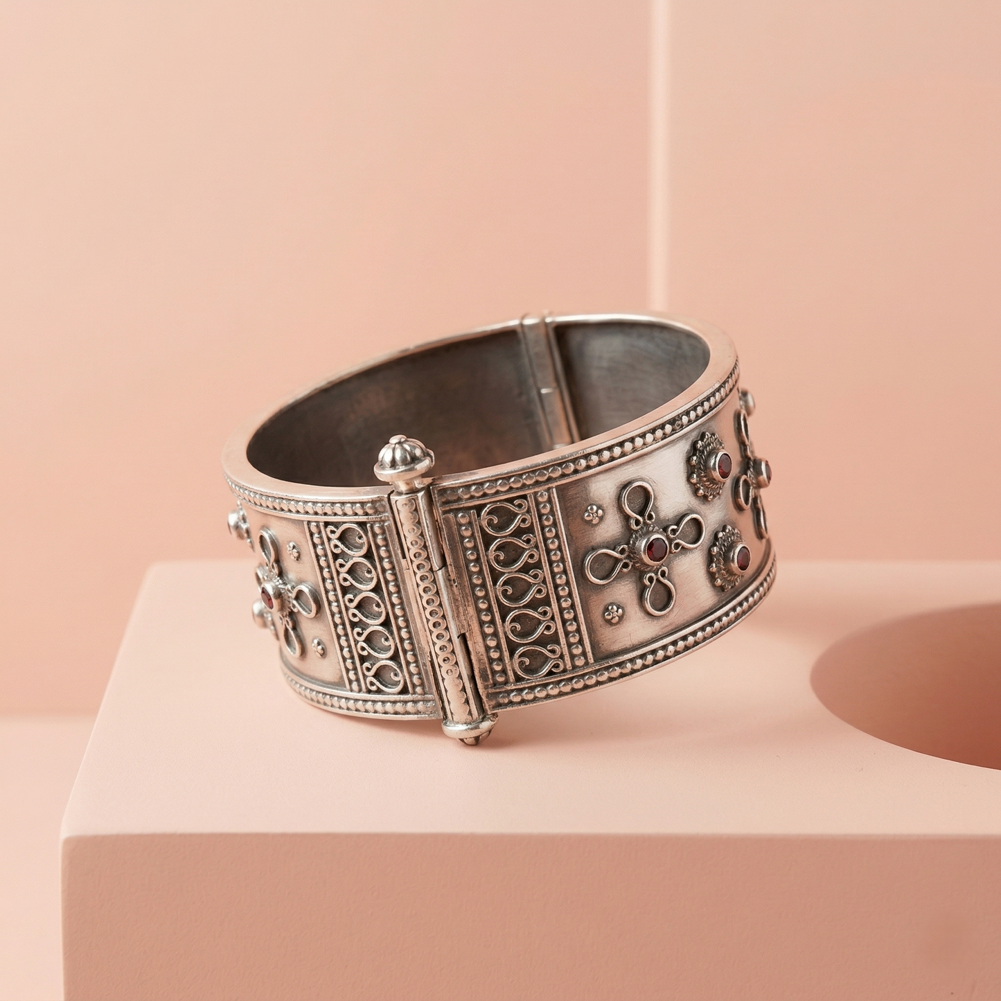 Handcrafted Filigree Tribal Silver Kada Bracelet