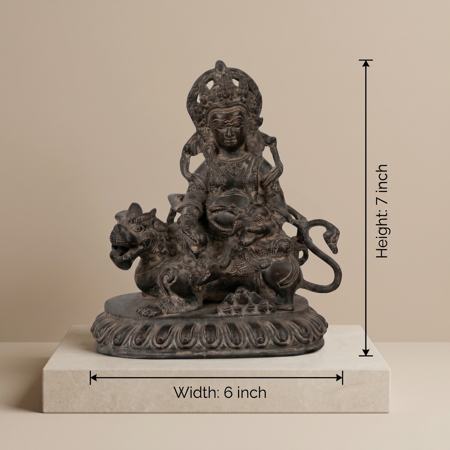 Regal Jambhala Brass Statue on Lion