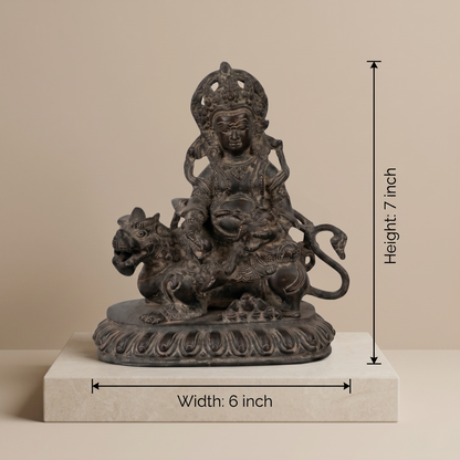 Regal Jambhala Brass Statue on Lion