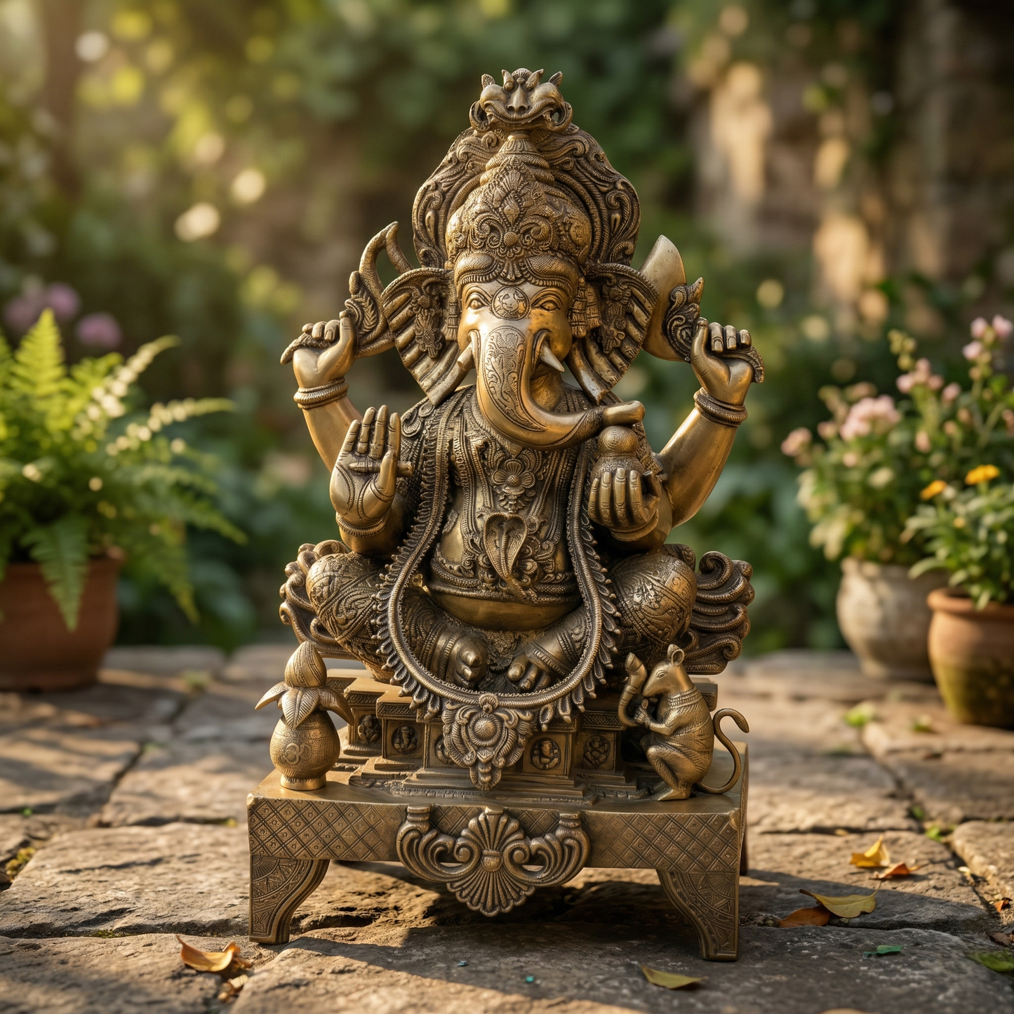 Antique Brass Lord Ganesha Heritage Statue