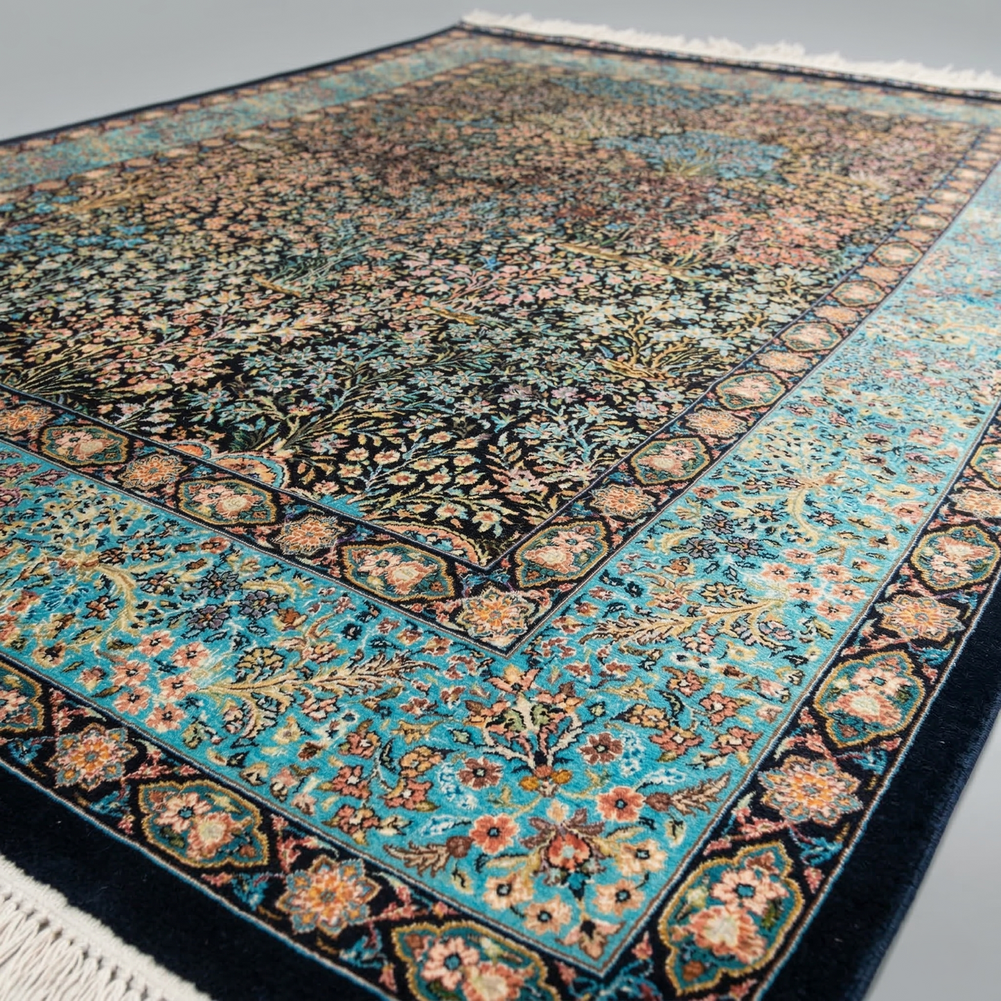 Floral Persian Silk Blend Area Rug