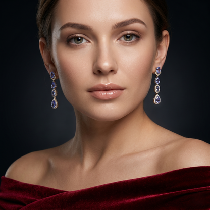 Elegant Tanzanite Victorian Drop Earrings