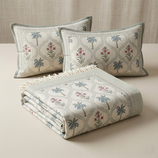 The Oasis Block Print Khadi Set