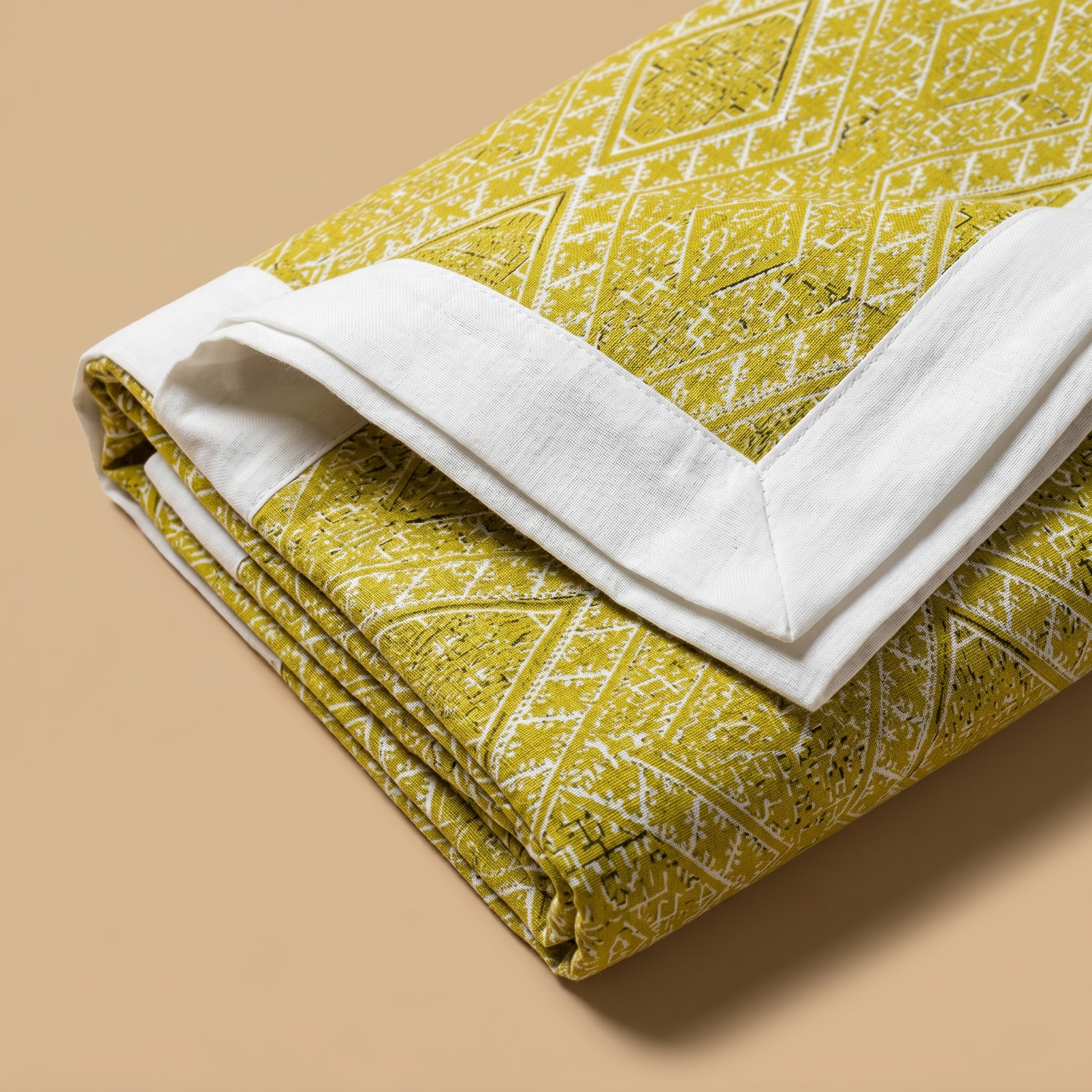 Yellow Geometric Simplicity Luxury Cotton Bedcover