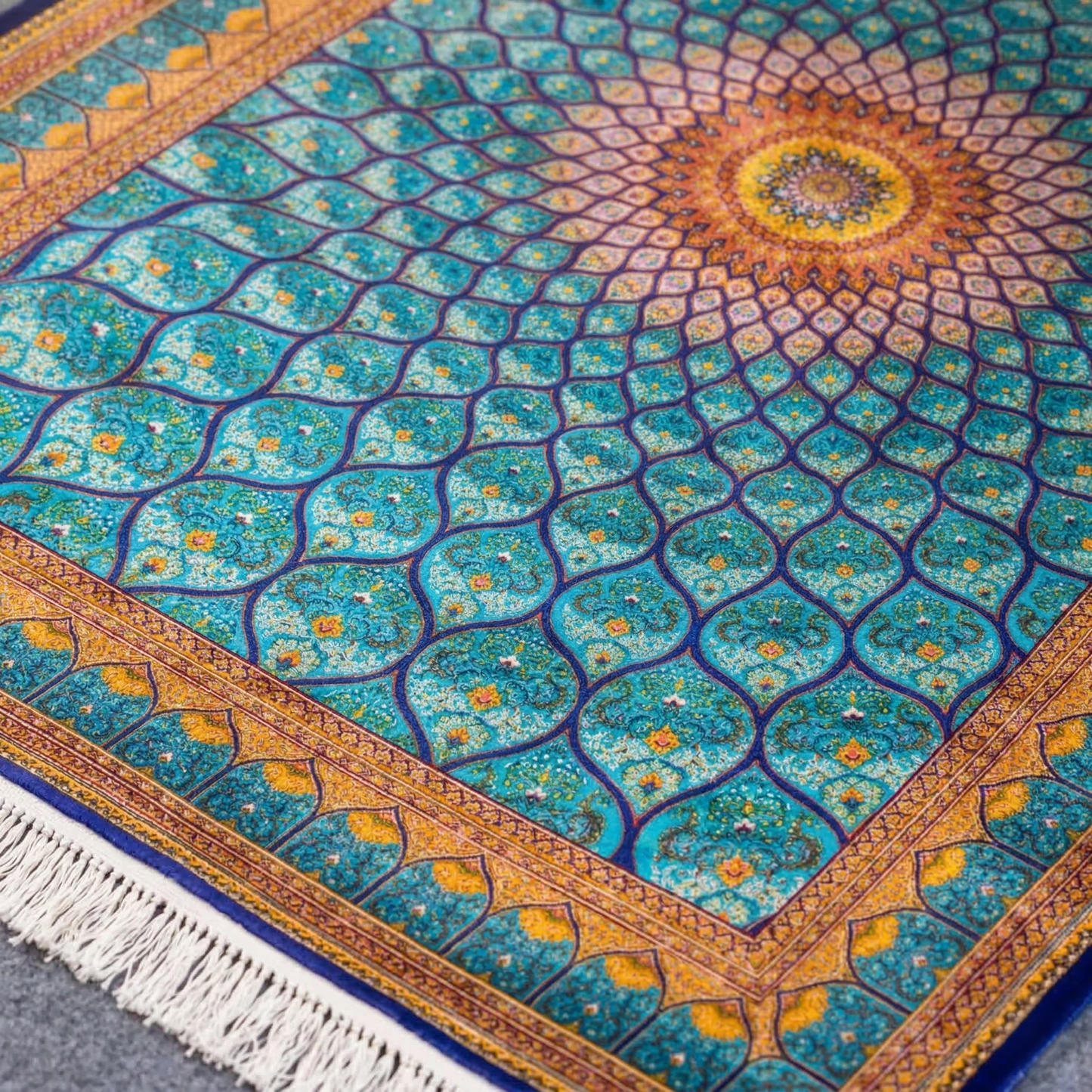 Azure Radiance Persian Inspired Mandala Rug
