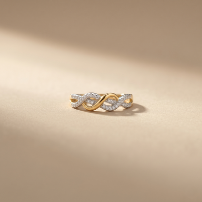 Elegant Gold Infinity Diamond Braided Ring