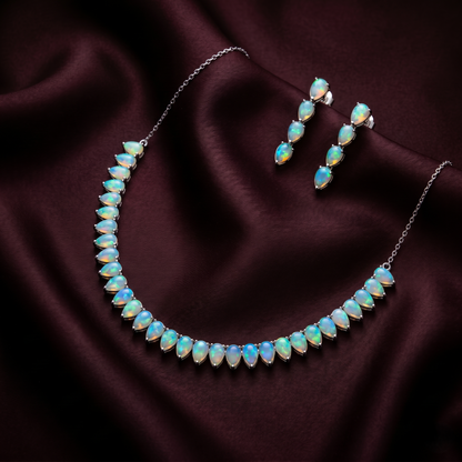 Luminous Pear-Cut Opal Silver Suite