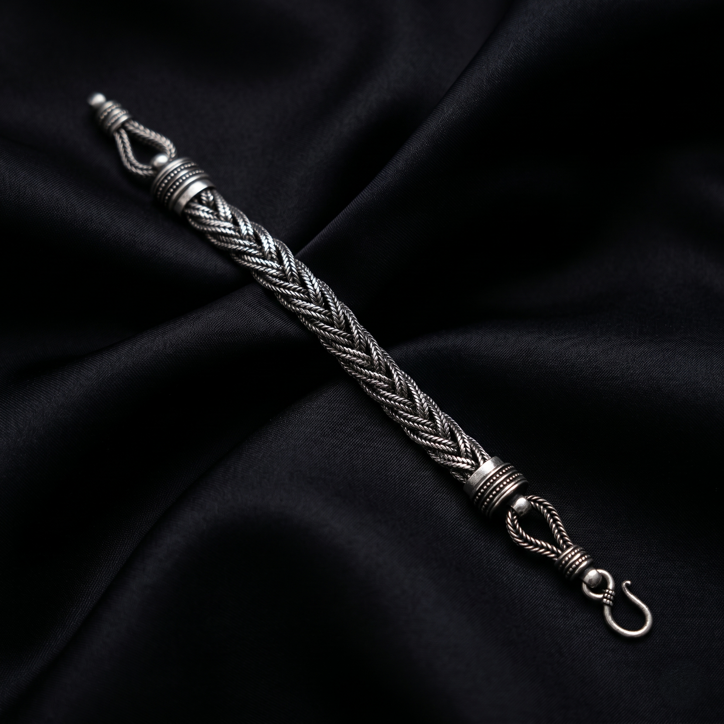 Intricate Handcrafted Braided Sterling Silver Bracelet