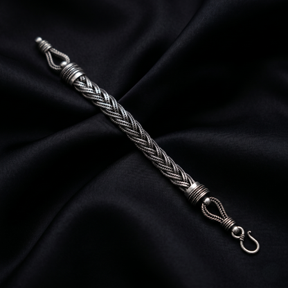 Intricate Handcrafted Braided Sterling Silver Bracelet