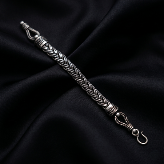 Intricate Handcrafted Braided Sterling Silver Bracelet
