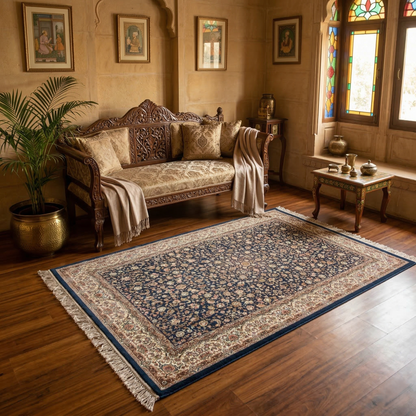 Traditional Midnight Floral Persian Style Rug