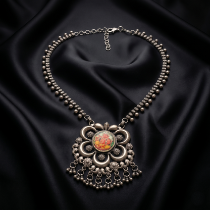 Intricate Silver Lord Ganesha Pendant Necklace