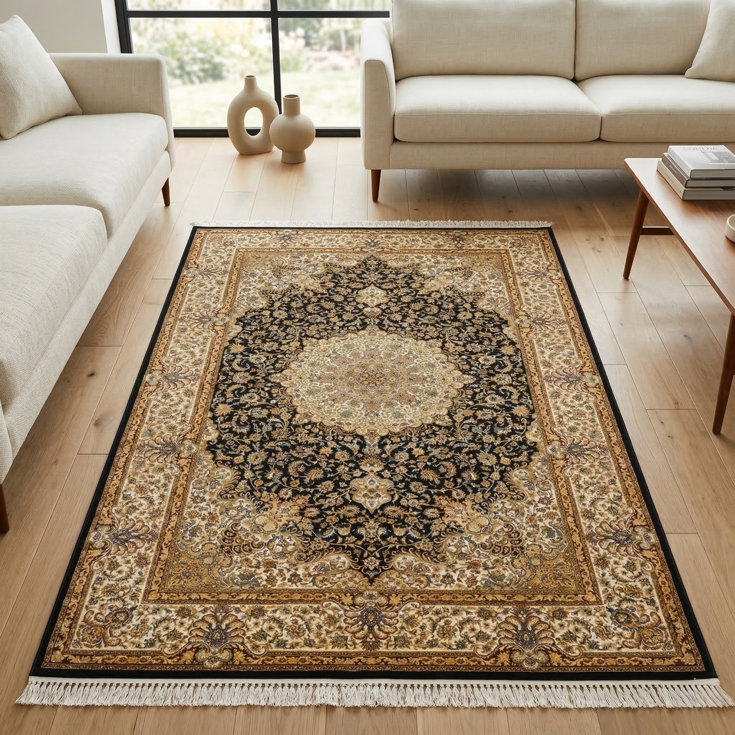 Intricate Medallion Pattern Persian Style Rug