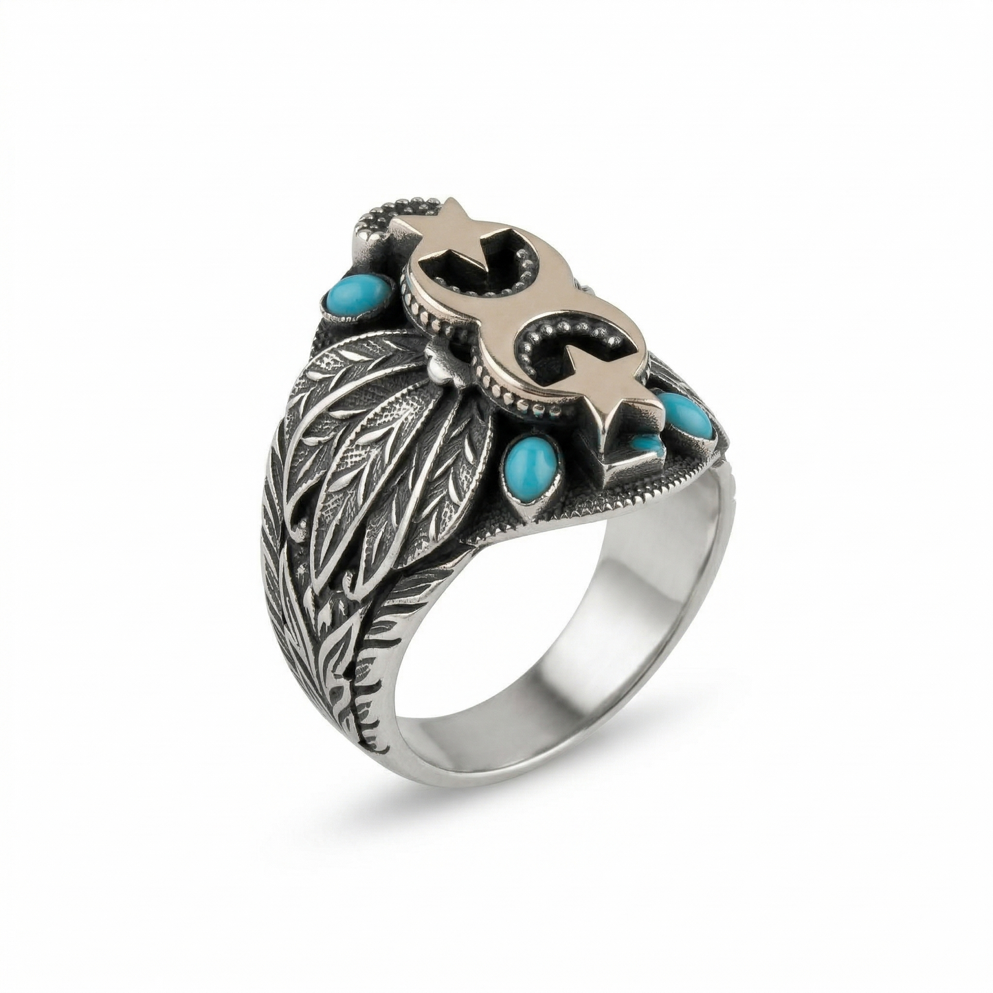 Silver Celestial Feather Men's Statement Ring