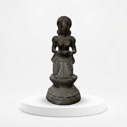 Vintage Brass Lady Diya Statue