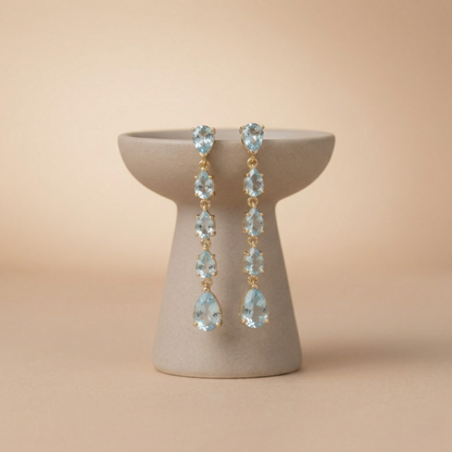Elegant 92.5 Silver Blue Gemstone Earrings