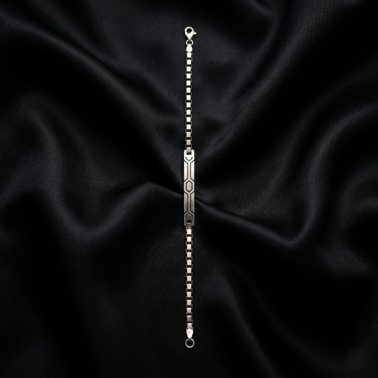 Geometric Silver Venetian Box ID Bracelet