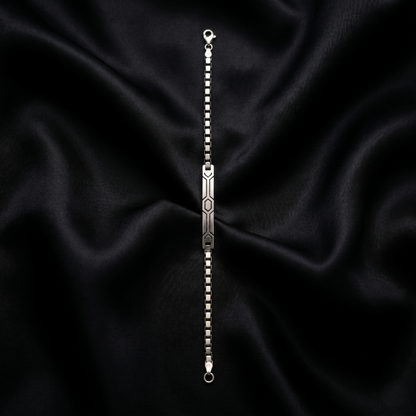 Geometric Silver Venetian Box ID Bracelet