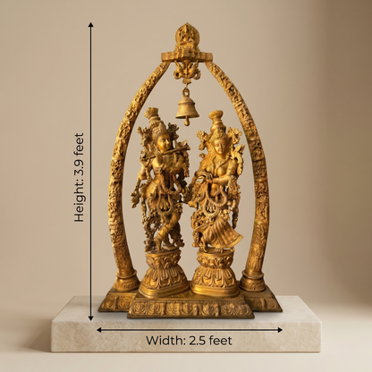 Radha Krishna Brass Idol With Bell