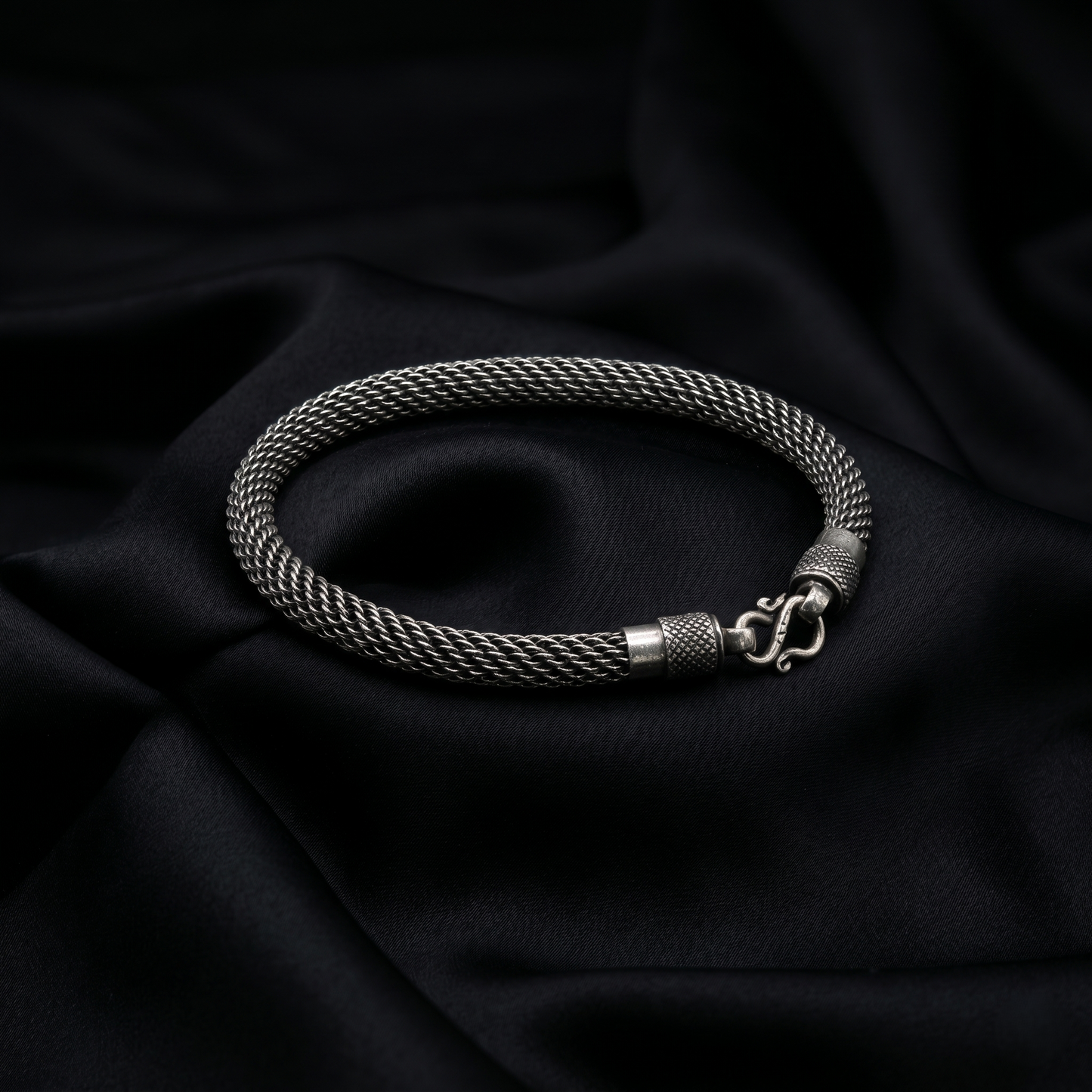 Handcrafted Intricate Woven Sterling Silver Bracelet