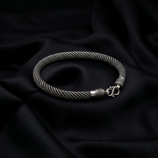 Handcrafted Intricate Woven Sterling Silver Bracelet