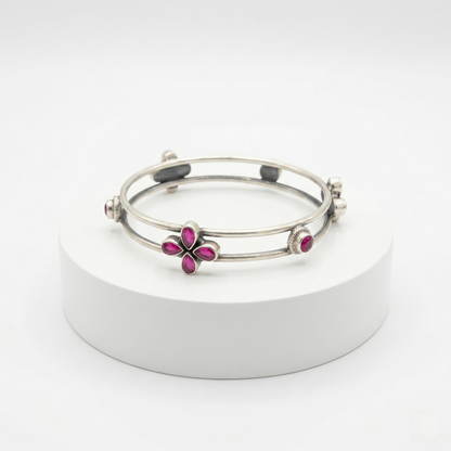 Ruby Floral 92.5 Sterling Silver Kada