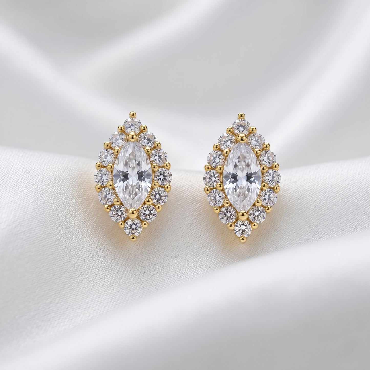 Elegant Marquise Cut Silver Stud Earrings