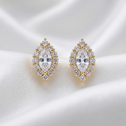 Elegant Marquise Cut Silver Stud Earrings