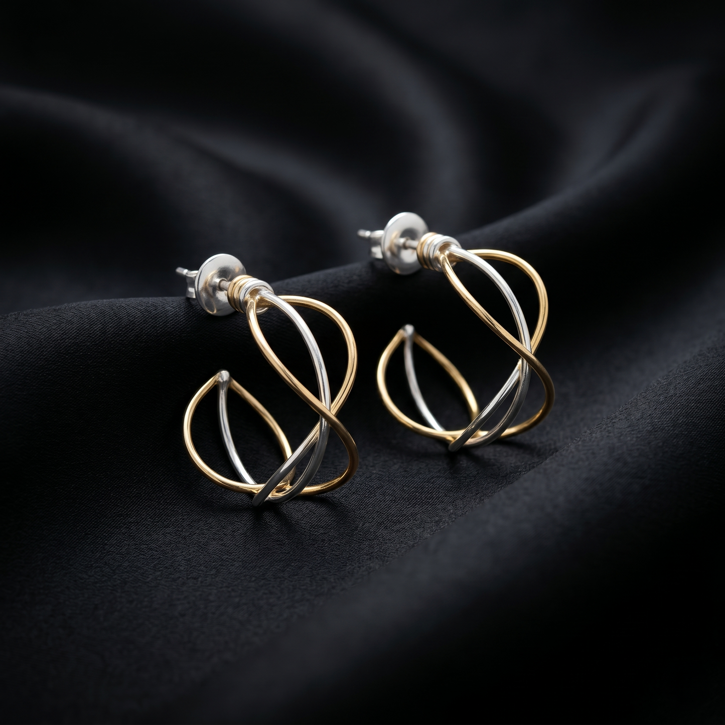 Handcrafted Intertwined Dual Tone Hoop Earrings