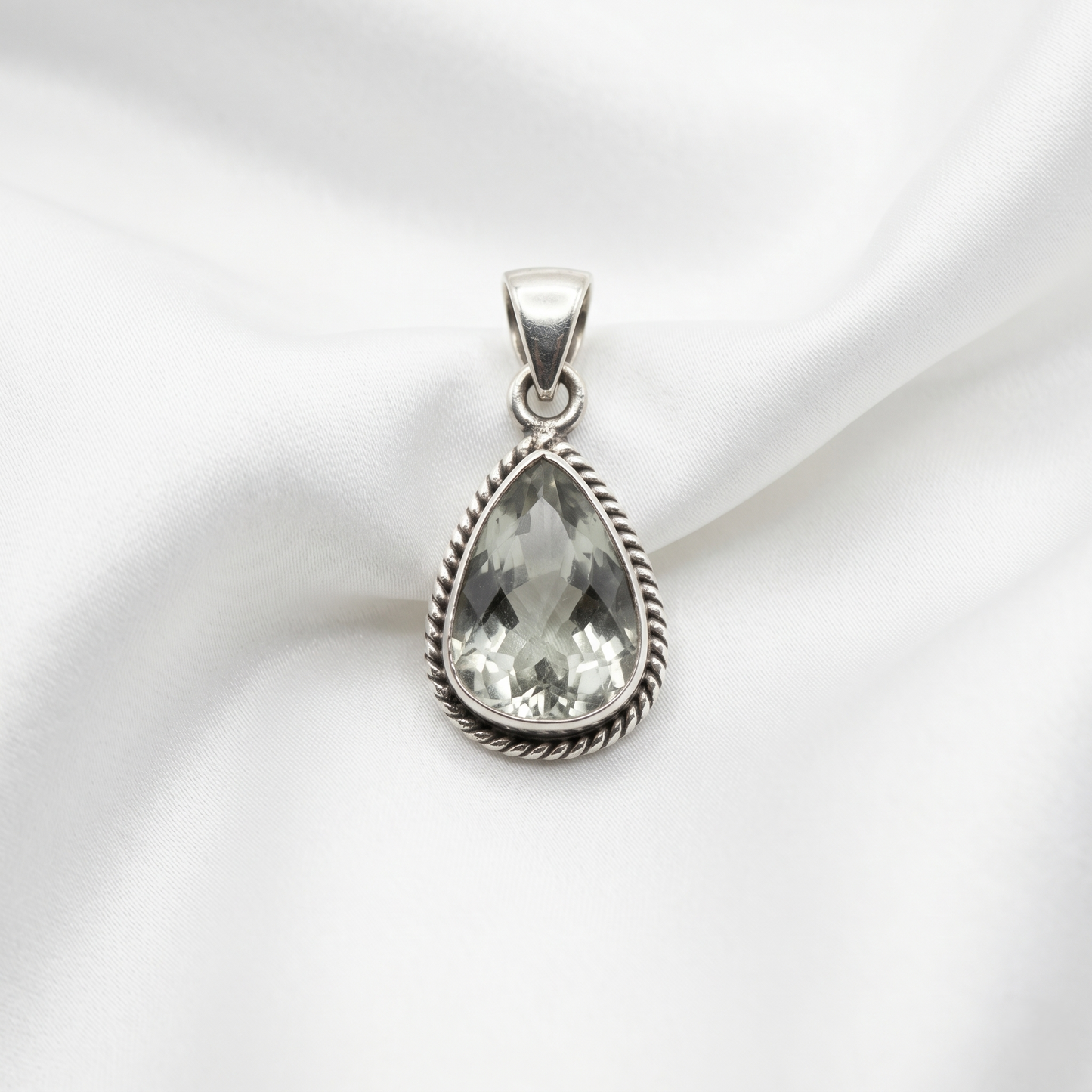 Vintage Pear-Cut Citrine Silver Pendant