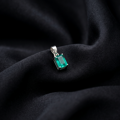 92.5 Silver Emerald Cut Pendant