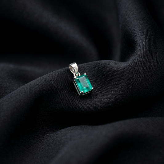 92.5 Silver Emerald Cut Pendant