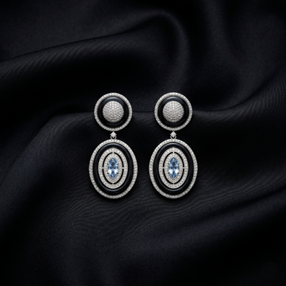 Elegant Art Deco Onyx Drop Earrings