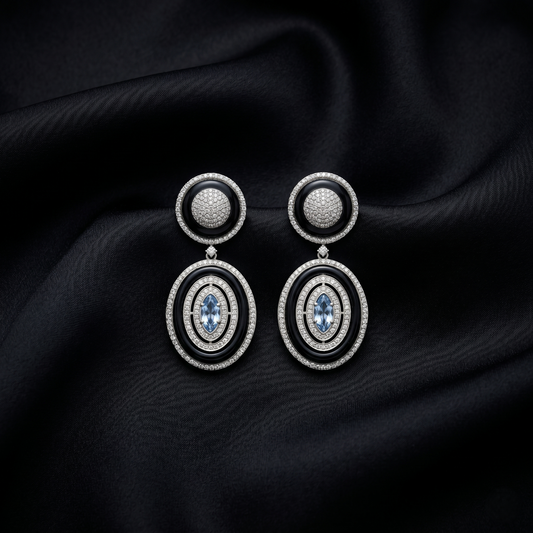 Elegant Art Deco Onyx Drop Earrings