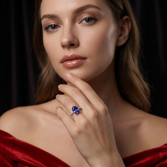 Oval Tanzanite White Gold Diamond Ring