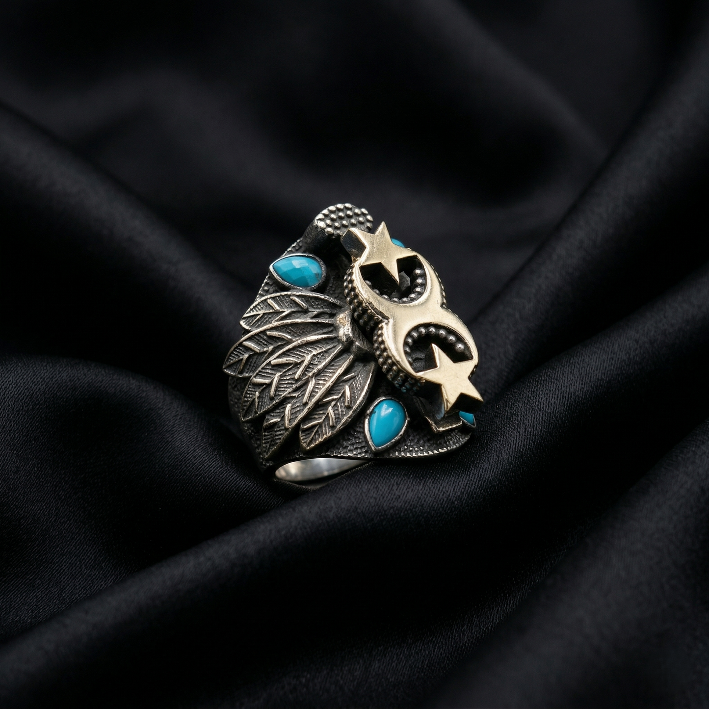 Silver Celestial Feather Men's Statement Ring