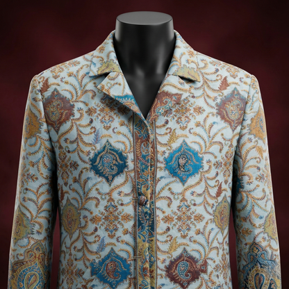 Intricate Paisley Patterned Mid-Length Coat