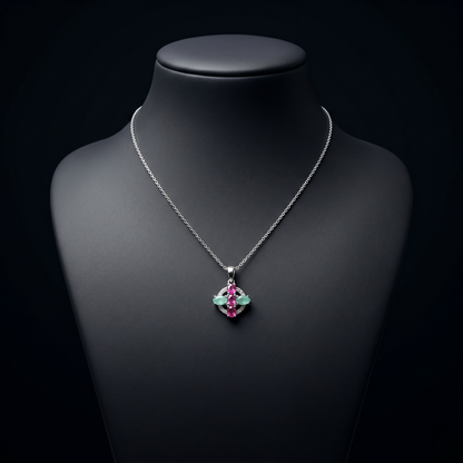 Elegant Silver Ruby & Emerald Pendant